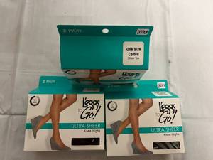 32 Packs of Plus, Jet Black, Knee High Leggs to Go Pantyhose