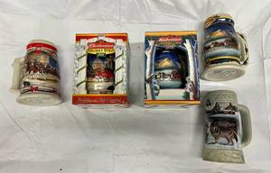 4 Budweiser Holdiay Steins