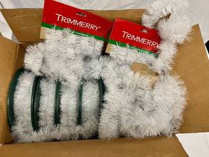 Box Full of White(Flocked) Tinsel Garland-