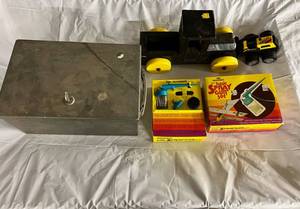 Lock Box with Key & Wooden Truck, Spray Gun