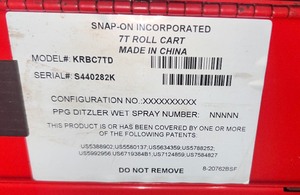 lot 2 image: Snap-on Mobile Solutions Tool Storage Roll Cart KRBC7TD. Includes tools as pictured