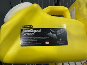 lot 15 image: Six Stanley Jumbo Blade Disposal Containers and One Uline H-839 Blade Disposal Container