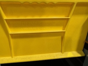 lot 56 image: Akro Mils Two-Sided Rolling Bin Cart with Bins