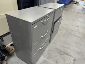 lot 137 image: Pair of Three Drawer File Cabinets (one key, works in both cabinets)