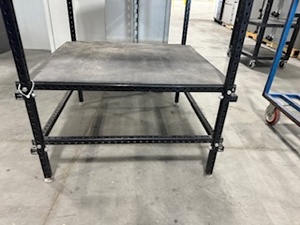 lot 142 image: Custom Built Wood Top Standing Desk with Monitor Stand