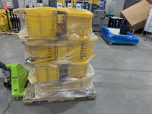 lot 5 image: Portable Rubbermaid Safety Gates.  Quantity 8. Expandable to 13, 40 High