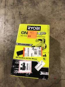 RYOBI ONE HP 18V Brushless 110 MPH 350 CFM Cordless Variable-Speed Jet Fan Leaf Blower w 4.0 Ah Battery and Charger Customer Returns See Pictures