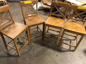 Lot of StyleWell Cedarville Patina Oak Finish Counter Stools with Cross Back (Set of 2)  Customer Returns See Pictures
