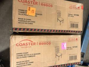 Lot of 2  Coaster Phelps Diamond Tufting Beige and Smokey Black Upholstered Dining Side Chairs (Set of 2) Customer Returns See Pictures