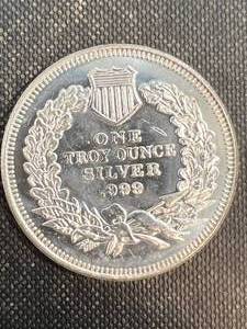 lot 54 image: 1 TROY OZ .999 FINE SILVER INDIAN HEAD CENT DESIGNED ROUND