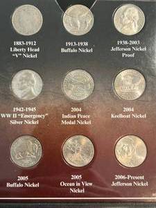 lot 82 image: 100 YEARS OF AMERICAN NICKELS 9 COIN SET