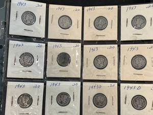 lot 87 image: SHEET OF 20 US MERCURY DIMES