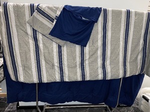 Queen Reversible Blue, Grey and White Comforter with 2 Pillowcases