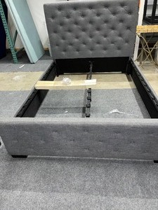 Full Upholstered Tufted Charcoal Headboard and Footboard