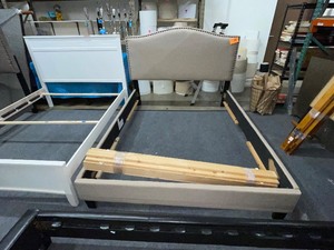 Full-sized Taupe Headboard, Footboard, Side Rails and Slats