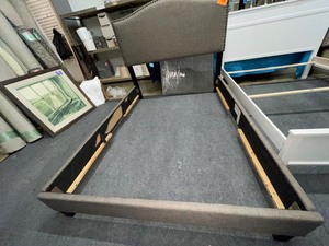 Full Grey Headboard Footboard, Side Rails and Slats