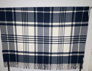 Pier One Blue and White Plaid Throw