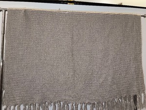 Beige Knit Fringed Throw