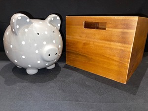 Piggy Bank and Wooden Box