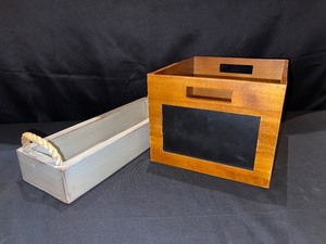 Lot of 2 Wooden Boxes with Handles