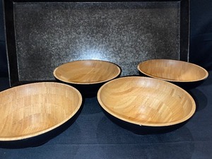 Lot of Large Serving Tray and 4 Ikea Wooden Bowls