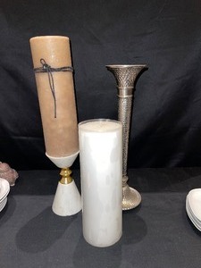 2 Candle Sticks for 3 Candles & (2), 3 Candles