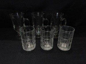 Lot of 3 etched glasses and 3 Glass Latte Cups
