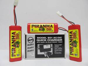 lot 17 image: Hobbico ACDC Quick Charger & 3 Brand New Piranha 1500 scx Batteries