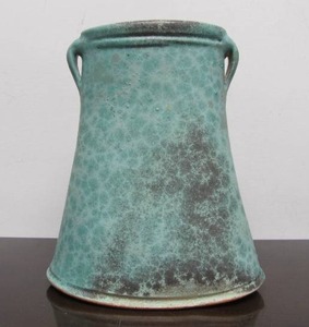 lot 42 image: Excellent Turquoise or Seafoam Green Art Pottery Vase by George Lowe