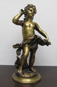 lot 45 image: Larger Signed Vintage French Bronze Cherub Sculpture