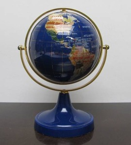 lot 46 image: Genuine Gemstone Inlaid World Globe wStand