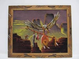 lot 81 image: Vintage Native American Eagle Dreamcatcher Painting On Velvet 23