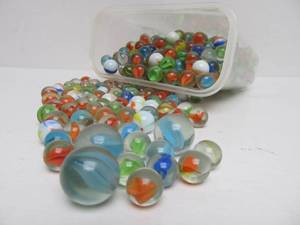 lot 82 image: Vintage Marbles Canister Full