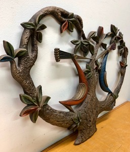 lot 87 image: Great Looking Vintage Mid Century Burwood Wall Sculpture wBirds