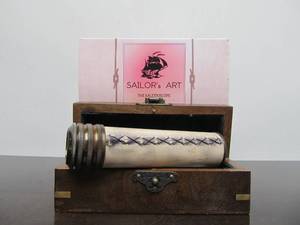 lot 162 image: Mint in Box Gilbert & Sons Sailors Art Leather Wrapped Brass Kaleidoscope 