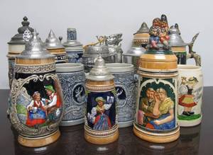 lot 177 image: LARGE Group of Vintage German etc Beer Seins