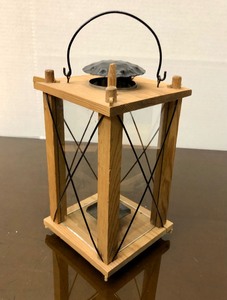 lot 248 image: Signed Vintage Scandinavian  Sweden Wood Hanging Candle Lantern