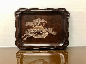 lot 258 image: Hand Carved Wood Oriental Tray