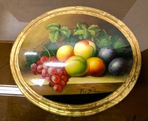 lot 259 image: Very Nice Still Life Painting on Convex Glass
