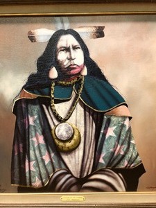 lot 266 image: Wonderful Hand Signed JD CHALLENGER Print on Canvas - Wisdom of The Shaman