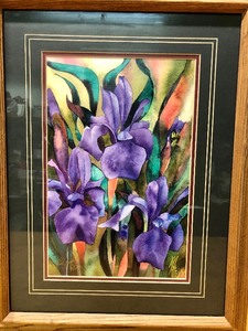 lot 271 image: Framed Signed Numbered Colorful Purple Iris Lithograph