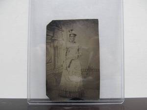 lot 221 image: Early Antique Tintype Photograph - African American Woman in Fancy Dress