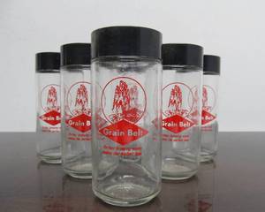 lot 226 image: Lot of 6 NOS Unused GRAIN BELT Beer Advertising Larger Size Glass Salt Shakers