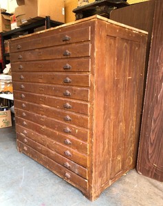 lot 1 image: LARGE Antique 10-Drawer Flat File Cabinet