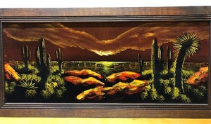 lot 302 image: Beautiful Vintage Southwestern Arizona Original Painting on Velvet