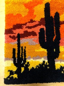 lot 309 image: Great Looking Vintage Southwestern Hooked Rug wCactus
