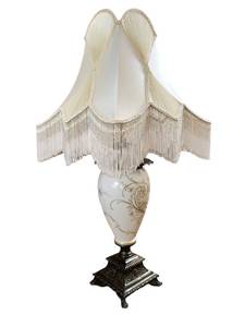 lot 254 image: Gorgeous Large Hand Painted Glass & Brass Table Lamp by Luneau Lamp Company
