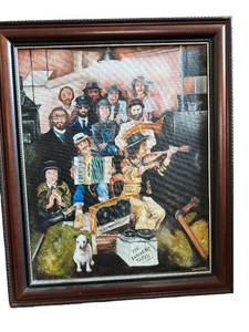 lot 262 image: Very Cool Original Oil on Canvas Painting - Bob Dylan & Band - The Basement Tapes - MW Lennon