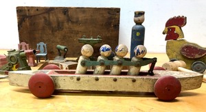 lot 313 image: Estate Lot of Old Vintage Toys Crate etc