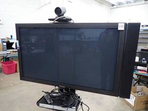 TH-50PD12U TV on mobile stand &nbspComes with stand and Tandberg Video controller camera remote control &nbspincludes audio technica microphone and power strip&nbsp